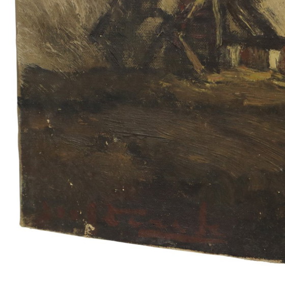 Charming Farm Landscape Painting Signed Wittouck 60x80cm – Paintings & Drawings, Canvas, Vintage (photo 11 of 15)