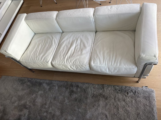 Cassina LC2 3 Seater - White Leather – Divani, Chrome (photo 3 of 8)
