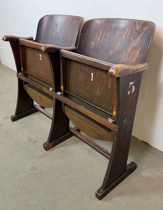 Vintage Two-Seat Cinema Bench from Thonet, 1950s – Folding chairs, Wood (photo 5 of 21)