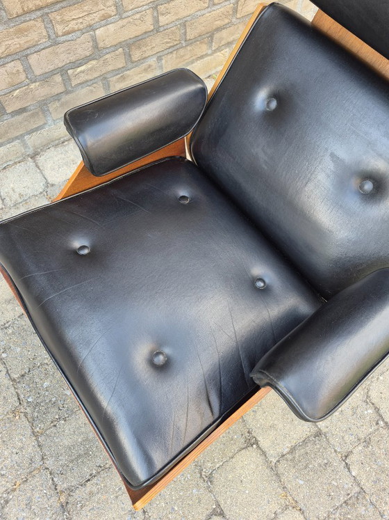 Image 1 of Fauteuil design / chaise longue des années 1960, contreplaqué chromé