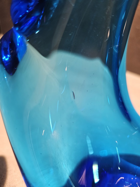 Image 1 of Ciotola scultura in corno di vetro spagnolo blu in stile Murano Viartec