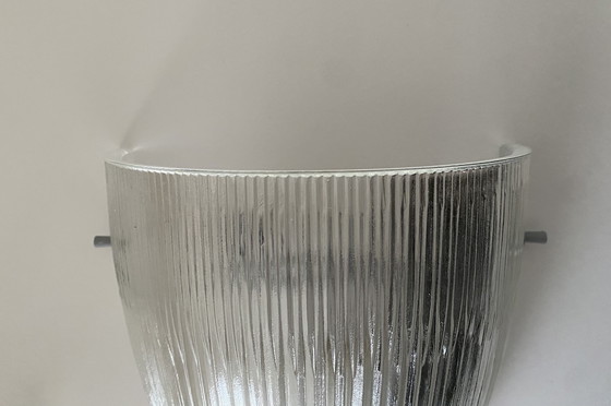 Image 1 of 2x Vintage Massive wall lamp - with ribbed glass shade.