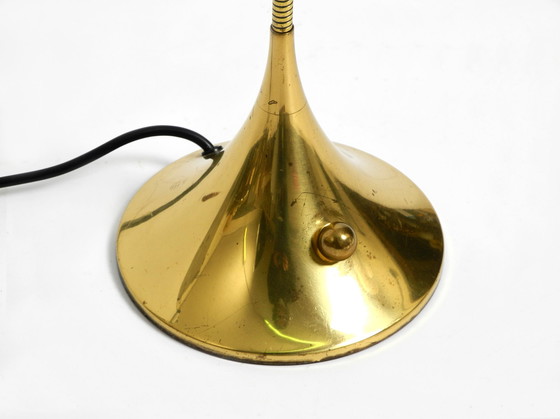 Image 1 of 1980s Brass Halogen Table Lamp by Florian Schulz Model Esa with Gooseneck