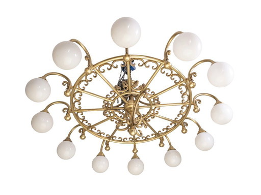 Lampadario decorativo in ottone, 1980