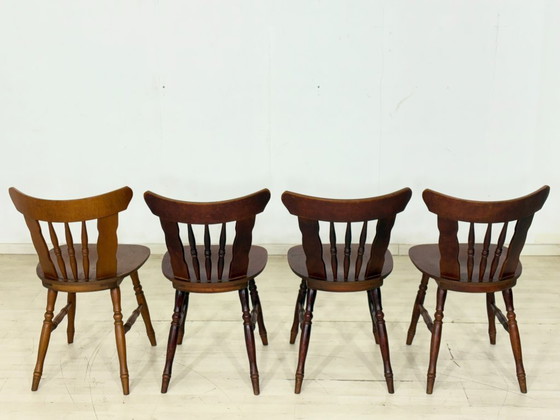 Image 1 of Set of 4 vintage wooden chairs – country style dining chairs / chairs