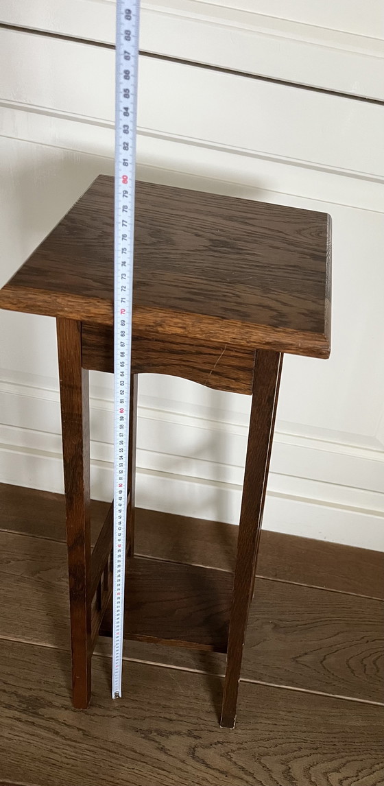 Image 1 of Plant table/pedestal set dark antique oak