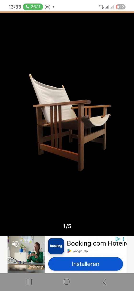 Image 1 of Vintage Scandinavisch design Safari chair fauteuil