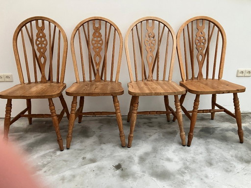 Ensemble de 4 chaises de salle à manger vintage Ercol à dossier à roulettes, années 1950