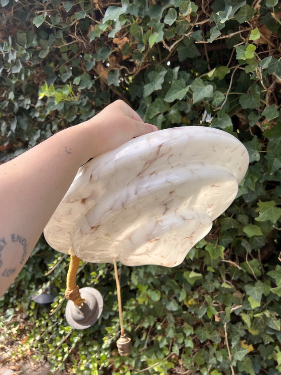 Image 1 of Lampada a sospensione in stile Art Déco in marmo bianco grigio