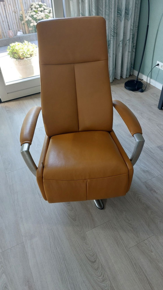 Drehbarer Relaxsessel mit Chromfuß, Verstellbarer relaxsessel, Leder, Silber (Foto 5 von 5)