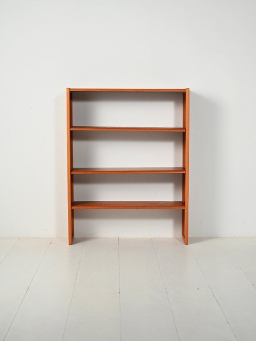 Scandinavian oak and teak bookshelf with adjustable shelves