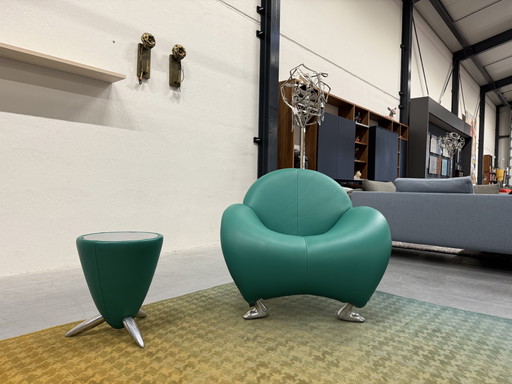 Leolux Papageno Armchair Senso Lagoon cuir
