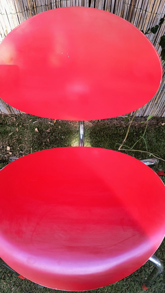 Image 1 of Set di 6 sedie originali Elmar Flötotto Mosquito - rosso e bianco (2003)