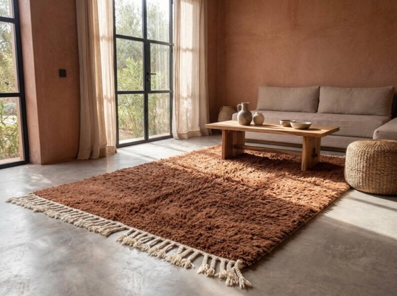 Image 1 of Handgemaakt bruin wollen vloerkleed 200 cm x 300 cm