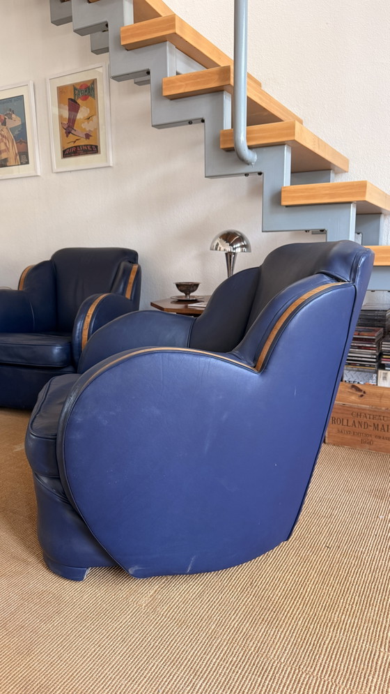 Art Deco 'Cloud' Couches, Mid-Century Style by Harry & Lou Epstein – Wood, Leather (photo 4 of 7)