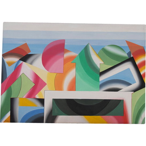 Peinture abstraite vintage sur toile acrylique, années 2000