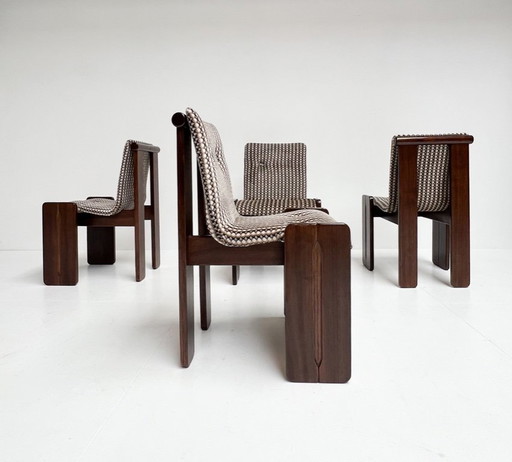Ensemble de 4 chaises italiennes brutalistes des années 1960