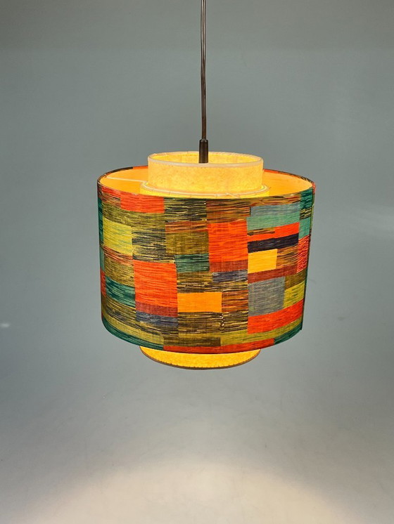 Image 1 of Vintage Hanglamp Met Gekleurde Kap, Duitsland 1970's