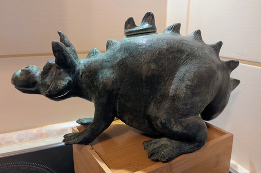 Bronzen olielamp in drakendesign