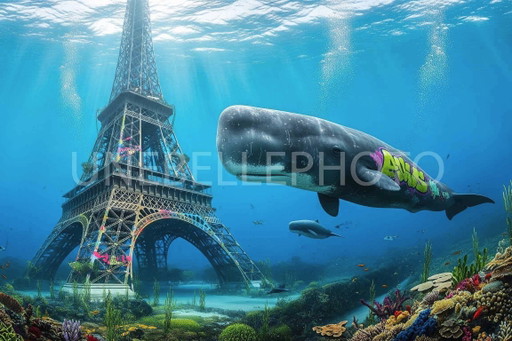 Fotografia stampata e incorniciata / cornice decorativa / Edizione limitata / Firmata / Parigi sott'acqua