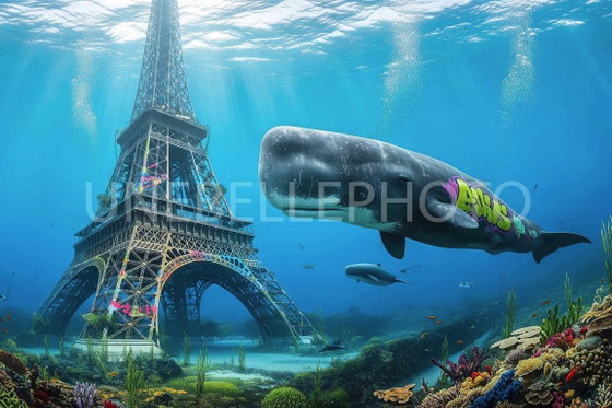 Image 1 of Fotografia stampata e incorniciata / cornice decorativa / Edizione limitata / Firmata / Parigi sott'acqua