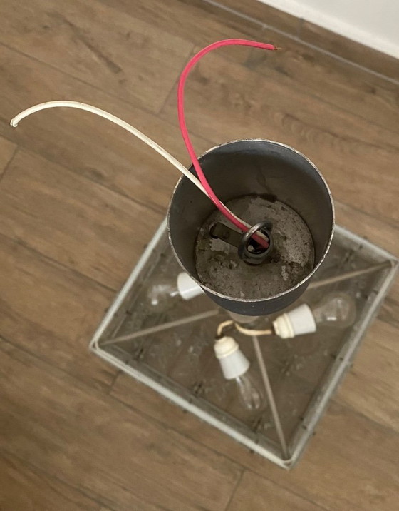 Image 1 of Lustre vintage en verre d'art et laiton de Kamenicky Senov, Tchécoslovaquie, années 1970