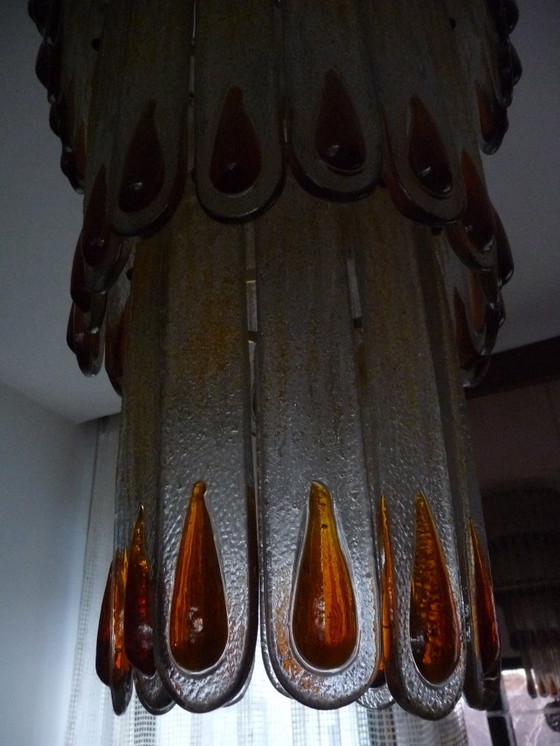 Image 1 of Lampadario in vetro su misura vintage (1980') in vendita