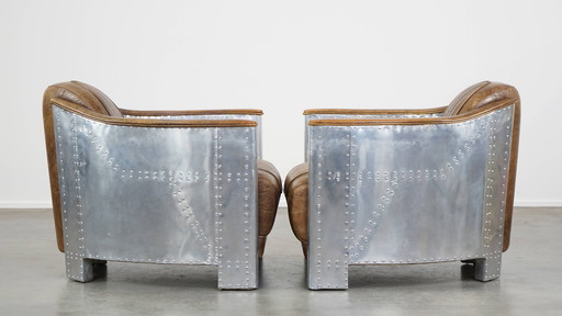 2 X Beef Leather Design Armchair