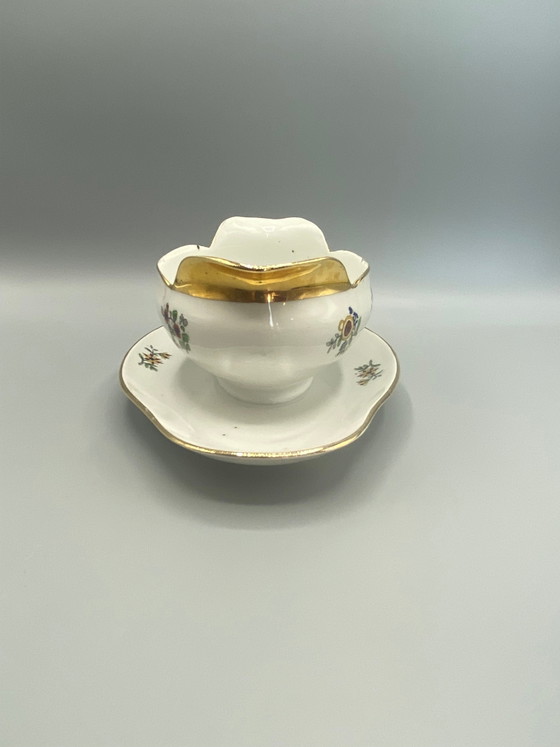 Salsiera in porcellana di Limoges, Charles Field Haviland GDA, decorazione policroma con pavone e motivi (photo 2 of 6)