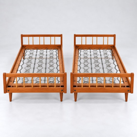 Vintage design daybed from the 1960s (2 pieces in stock), Sofa beds, Wood, Brown (photo 8 of 13)