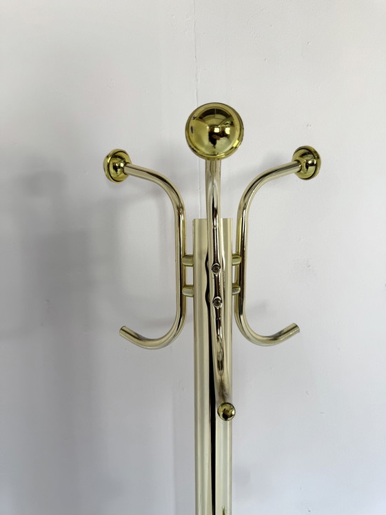 Image 1 of Appendiabiti da terra vintage in ottone e marmo anni '80