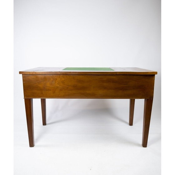 Image 1 of Vintage mahogany desk with green felt top, 1890