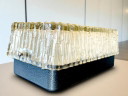 Wall or ceiling rectangular flush mount glass lamp