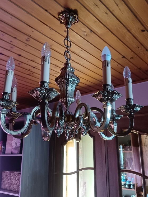 French Baroque Chandelier 8 Arms | Solid Bronze Heavy Mazarin Luster (photo 4 of 12)