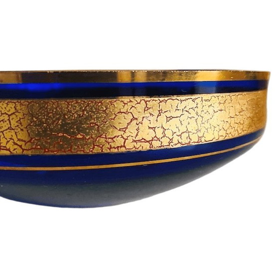 Image 1 of Anello vintage in oro con cristalli blu cobalto Barthman, anni '40