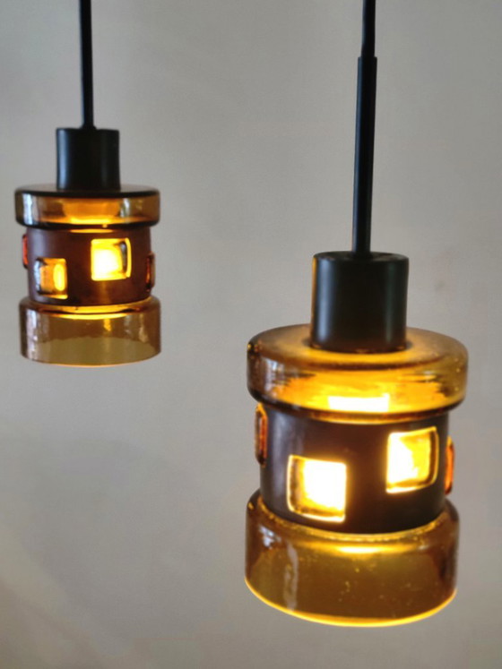 Set aus 2 Pendelleuchten von Victor Bernt für Flygsfors, Schweden, 1960 – Copper, Glass (photo 7 of 8)
