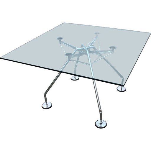 Vintage glass table model Nomos by Norman Foster for Tecno, Italy 1970s