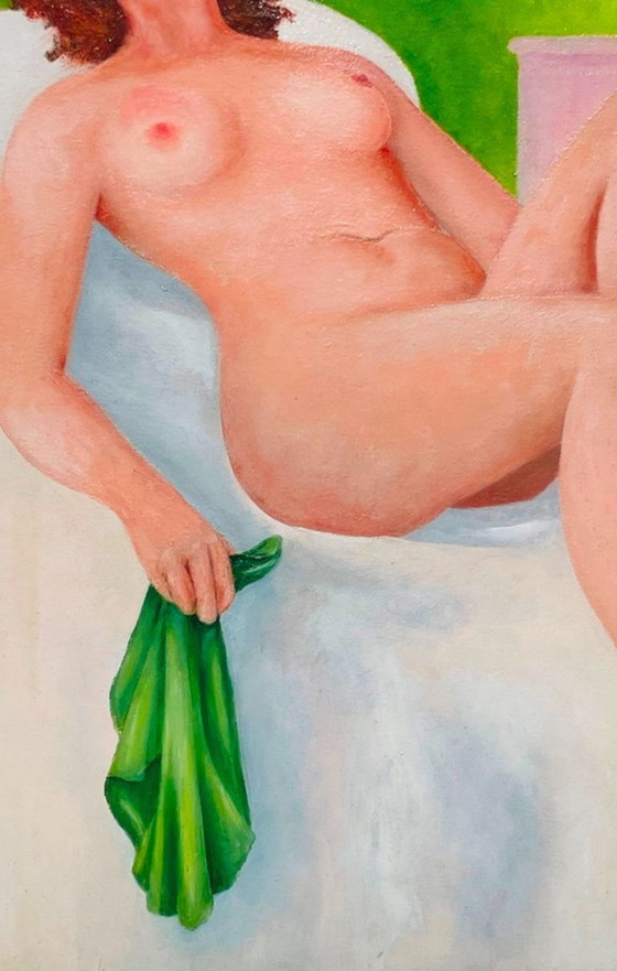 Image 1 of Olio di Camille Delahaut, Nudo ' Jill sdraiata ' Vintage