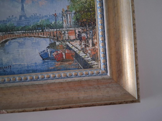 Image 1 of CAROLINE C. BURNETT | Figure/Torre Eiffel/Parigi | Dipinto originale ad olio su cartone