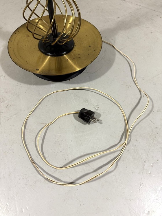 Image 1 of Austrian brass floor lamp with pleated lampshade 1940-50s