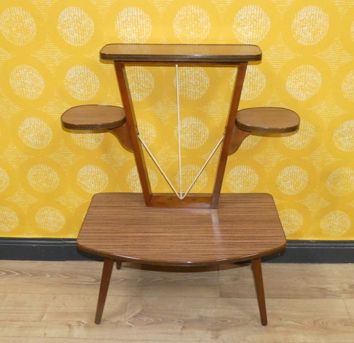 Sixties flower bench flower stool 60s etagere formica teak look string retro deco