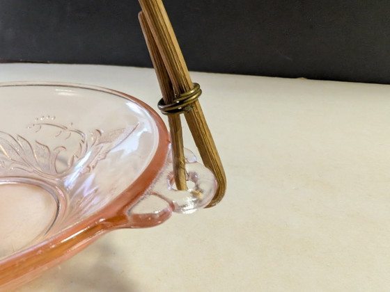 Image 1 of vintage rose glas schaaltje met oren