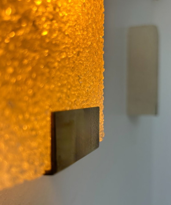 Image 1 of Paar wandlampen in graniet perspex en messing, Frankrijk 1960