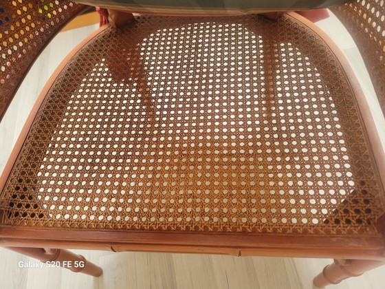 4 Faux Bamboo Giorgetti stoelen en eettafel – Eetkamerstoelen, Glass, Textile (photo 7 of 14)