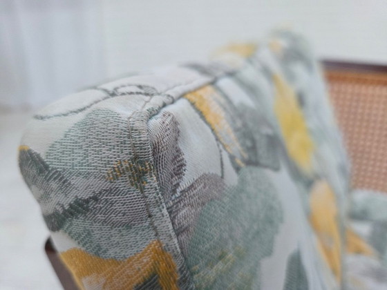 Image 1 of Années 1970, design danois d'Illum Wikkelsø, modèle de fauteuil « Plexus », bois de teck, structure en maille.