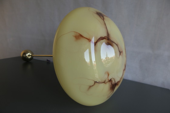 Image 1 of Lampada da soffitto Art Déco in vetro marmorizzato beige marrone