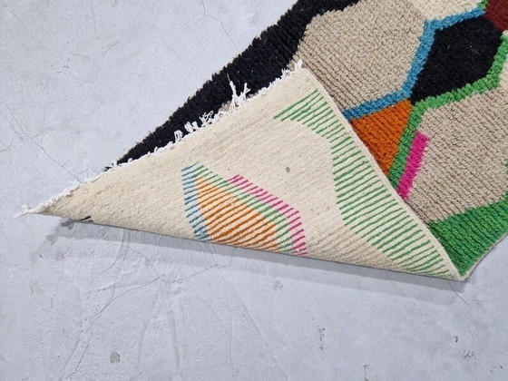 Image 1 of Handgeknüpfter marokkanischer Teppich aus reiner Wolle, 2/3 m