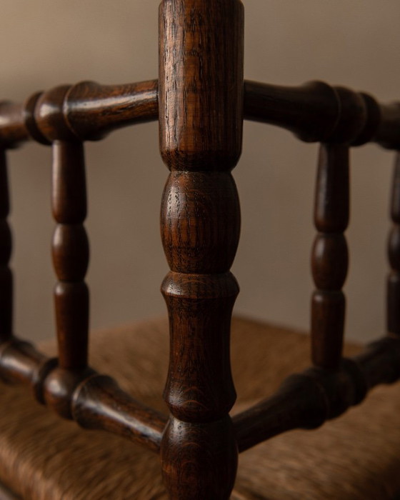 Image 1 of Chaise vintage à bobines avec assise en jonc