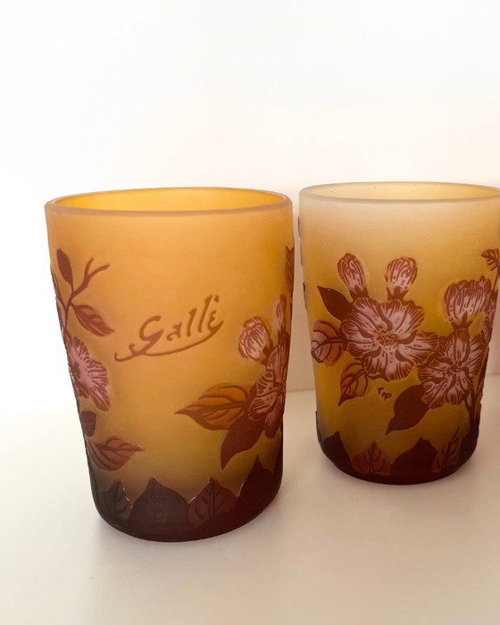 Image 1 of Set di 2 bicchieri in stile Gallé – Design floreale Art Nouveau