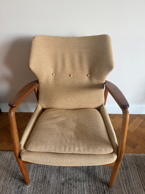 Danish Oak Upholstered Lounge Chair – Pols Potten, Armchairs, Textile, Wood (photo 5 of 5)